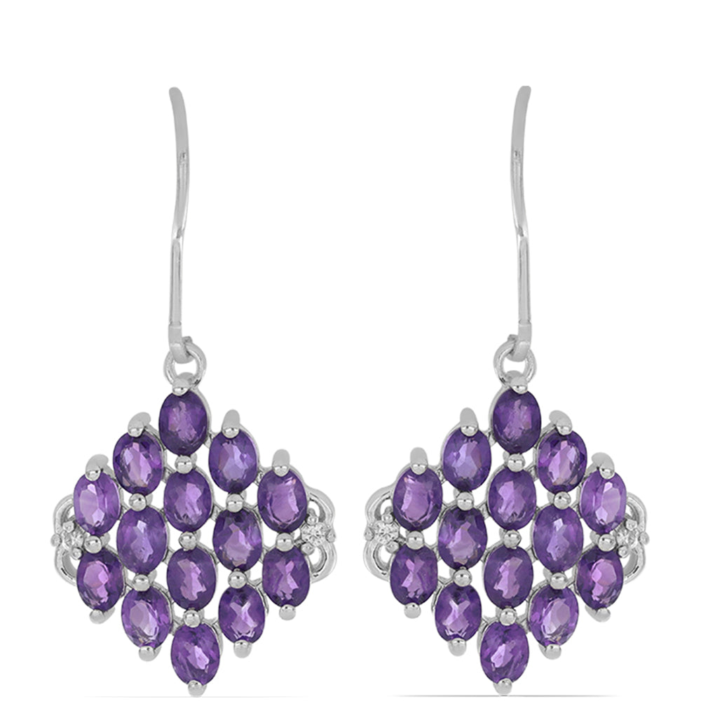 Silberohrringe mit marokkanischem Amethyst und weißem Topas 1 