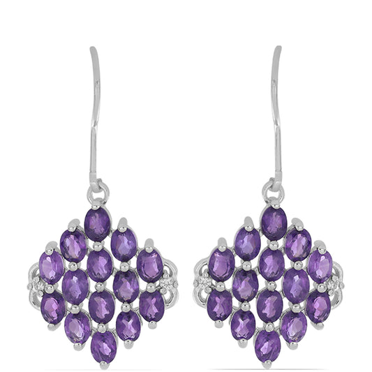 Silberohrringe mit marokkanischem Amethyst und weißem Topas