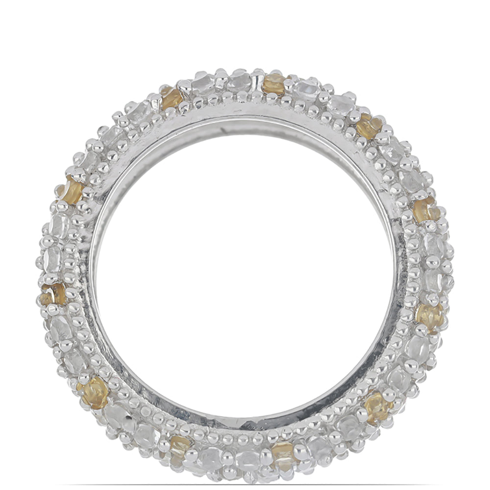 Silberring mit Zitrin aus dem Ural und weißem Topas 2 