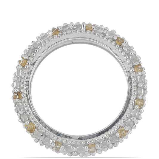 Silberring mit Zitrin aus dem Ural und weißem Topas