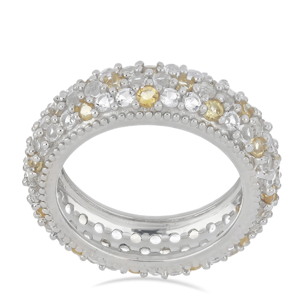 Silberring mit Zitrin aus dem Ural und weißem Topas