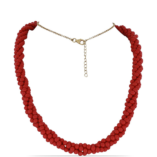 Goldplattierte Silberhalskette mit roter Schwammkoralle