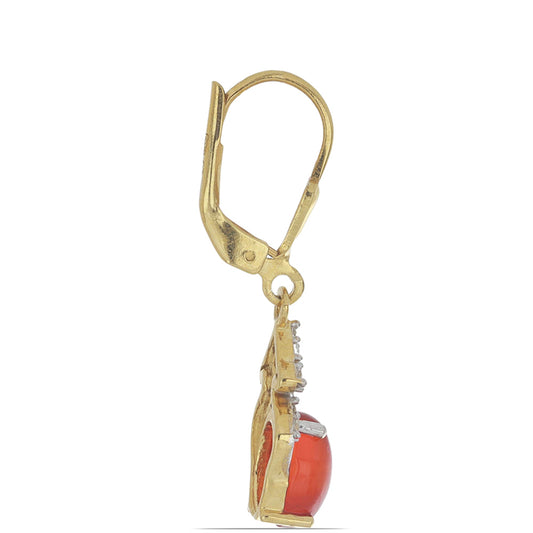 Goldplattierte Silberohrringe mit Karneol und weißem Topas