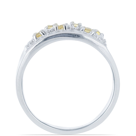 Silberring mit Zitrin aus dem Ural und weißem Topas