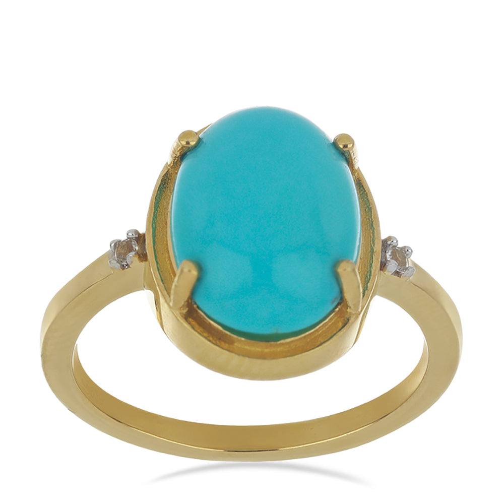 Goldplattierter Silberring mit Dornröschen Türkis und weißem Topas 2 
