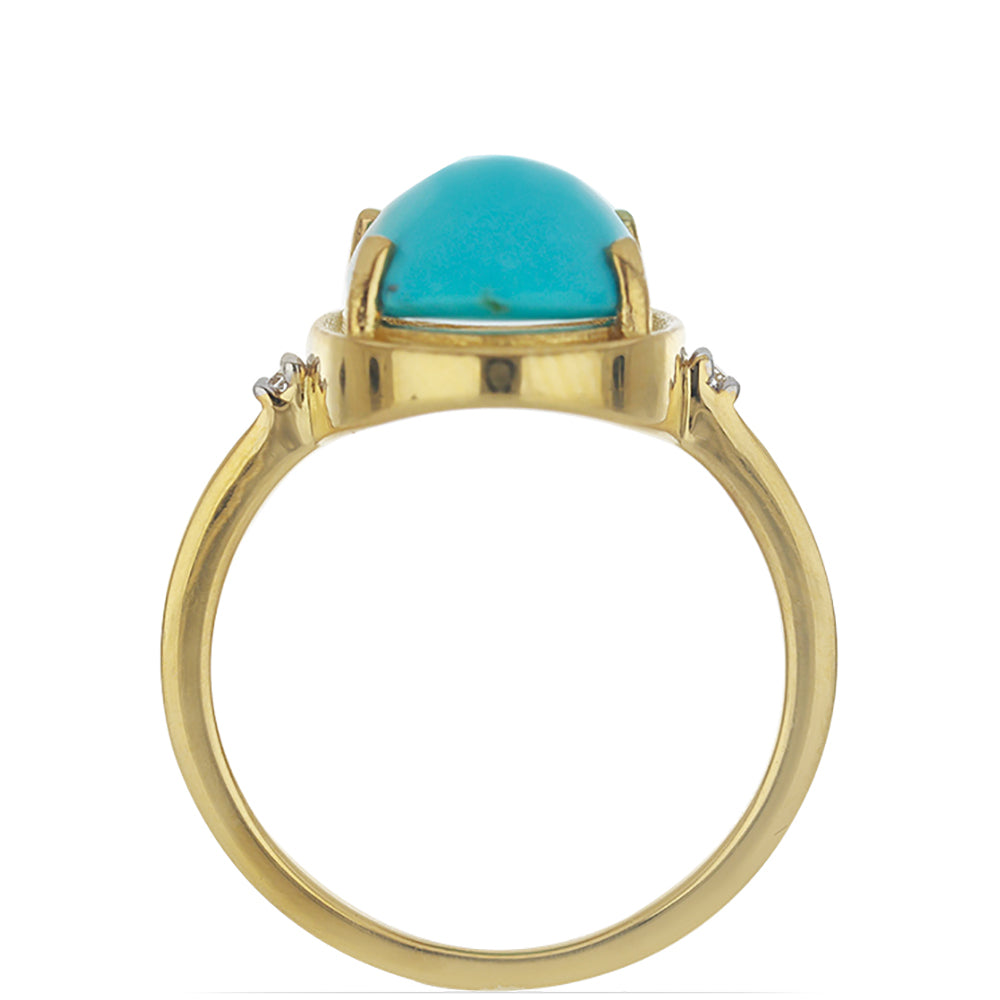 Goldplattierter Silberring mit Dornröschen Türkis und weißem Topas 3 