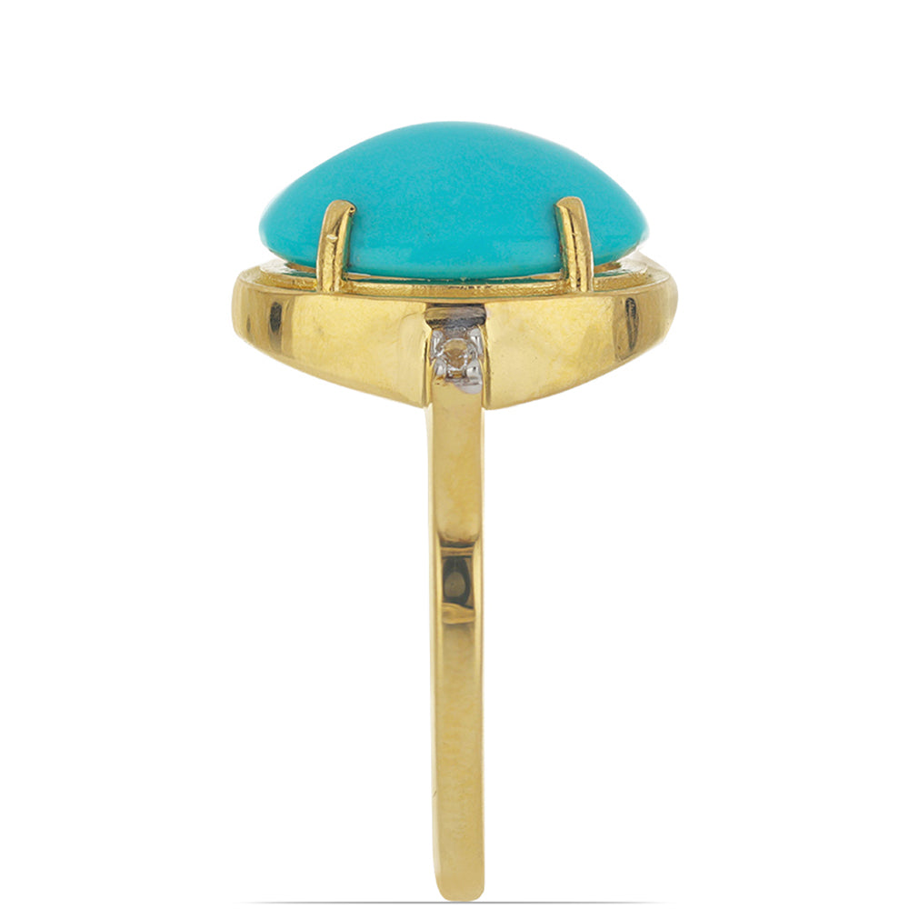 Goldplattierter Silberring mit Dornröschen Türkis und weißem Topas 4 