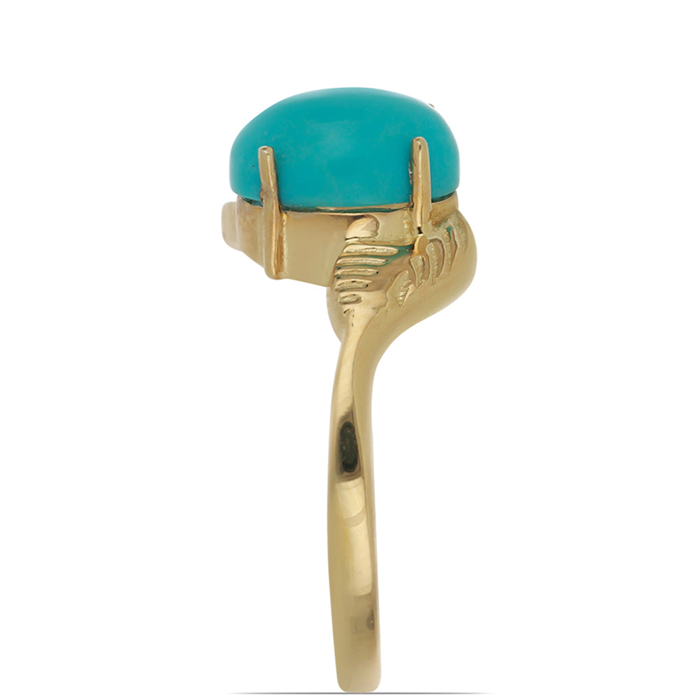 Goldplattierter Silberring mit Dornröschen Türkis 3 