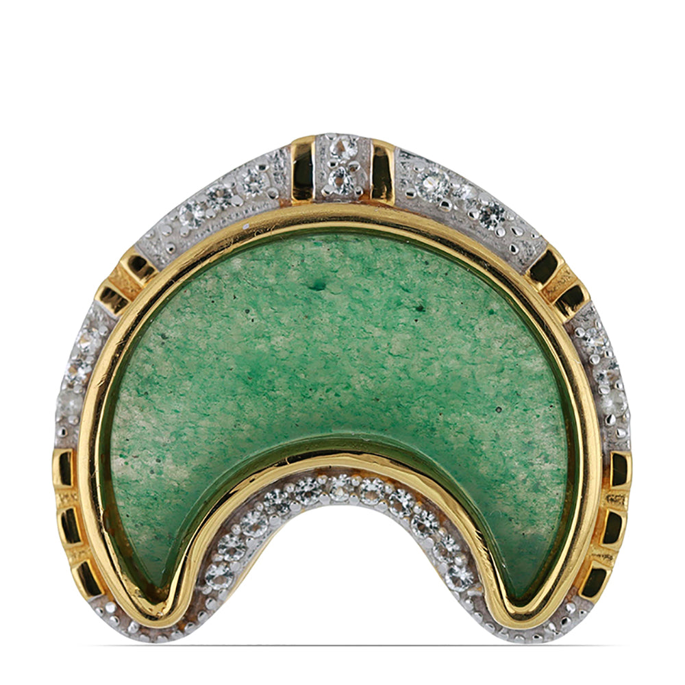 Goldplattierter Silberring mit grünem Aventurin und weißem Topas