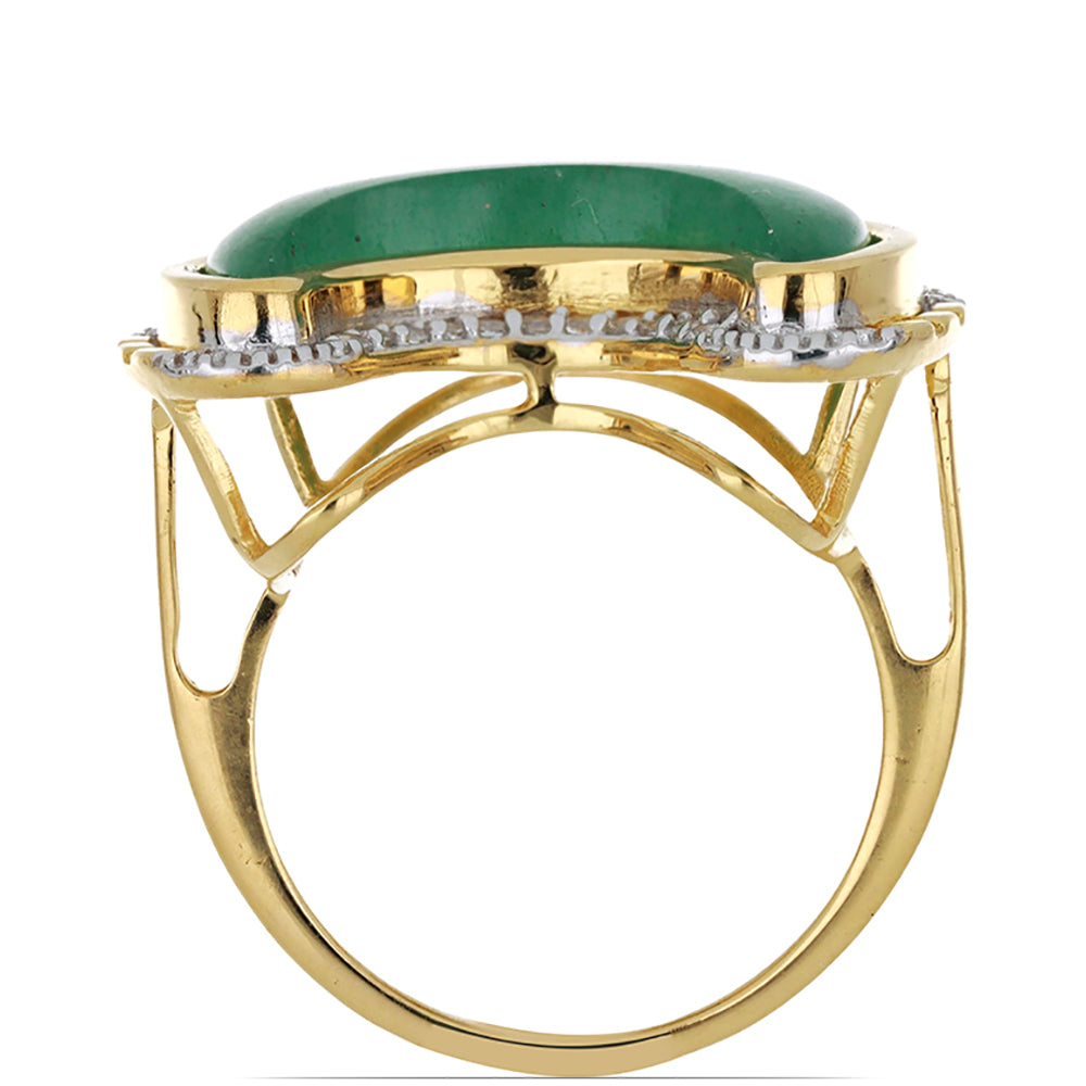 Goldplattierter Silberring mit grünem Aventurin und weißem Topas 2 