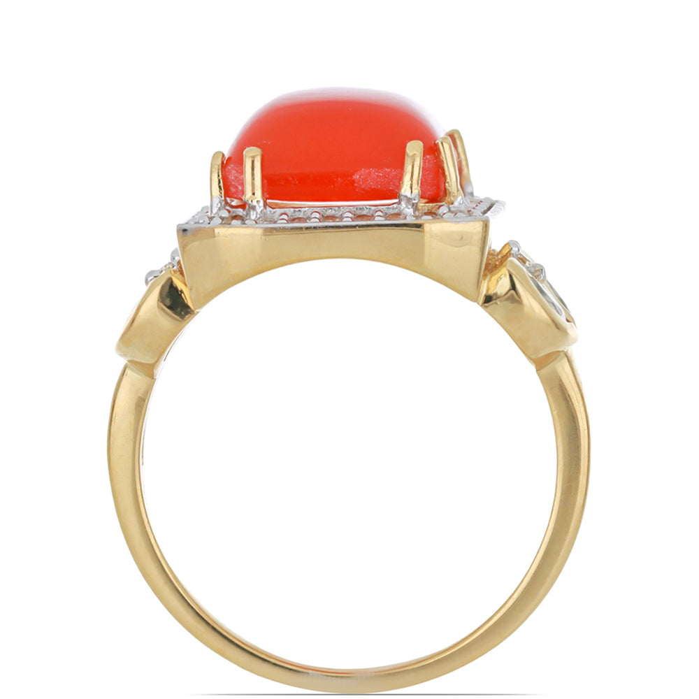 Goldplattierter Silberring mit Karneol und weißem Topas 3 