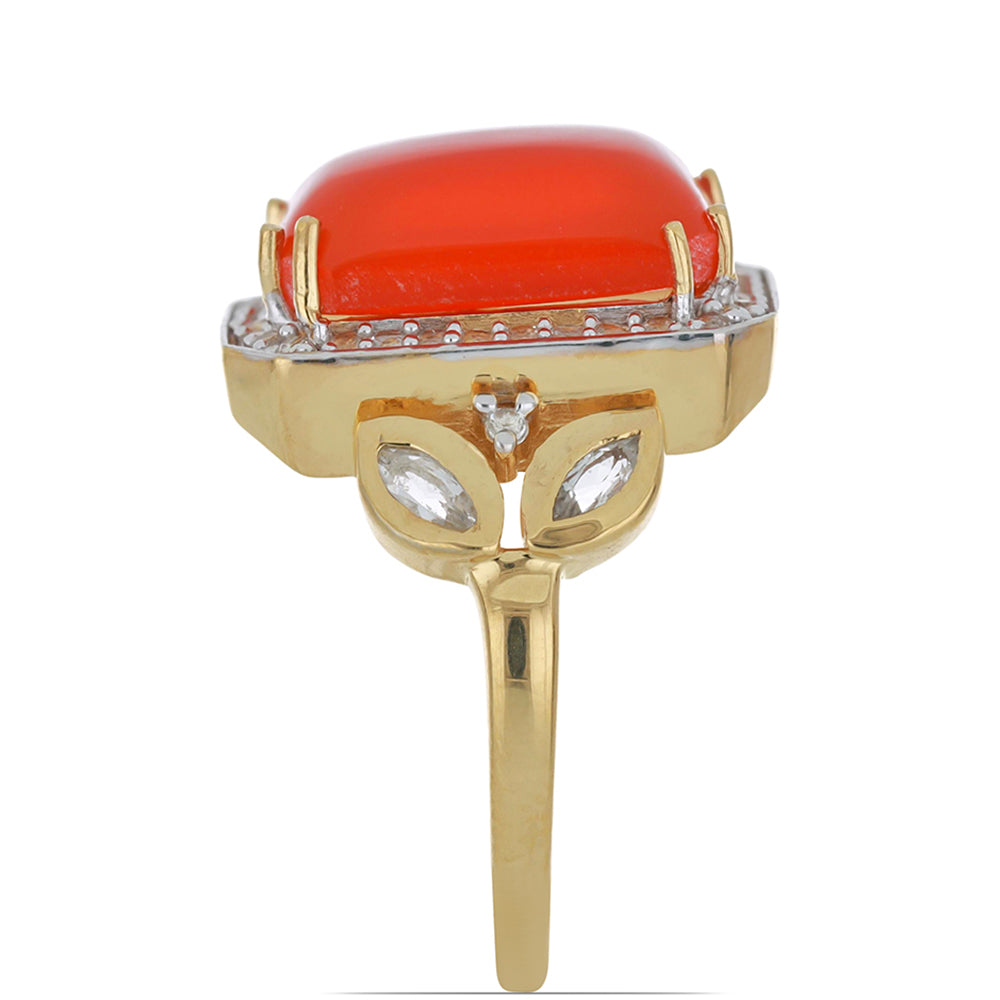 Goldplattierter Silberring mit Karneol und weißem Topas 4 