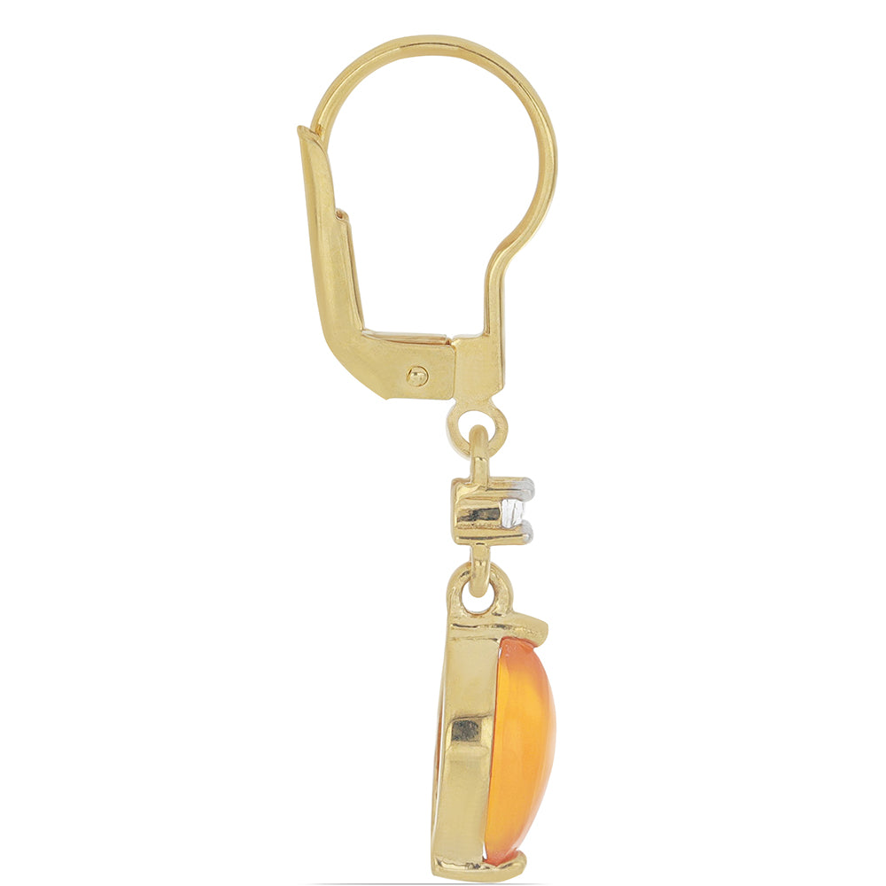 Goldplattierte Silberohrringe mit Karneol und weißem Topas 2 