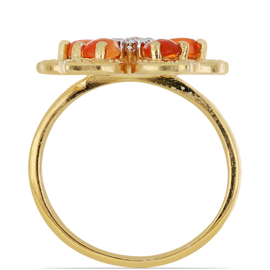 Goldplattierter Silberring mit Karneol und weißem Topas