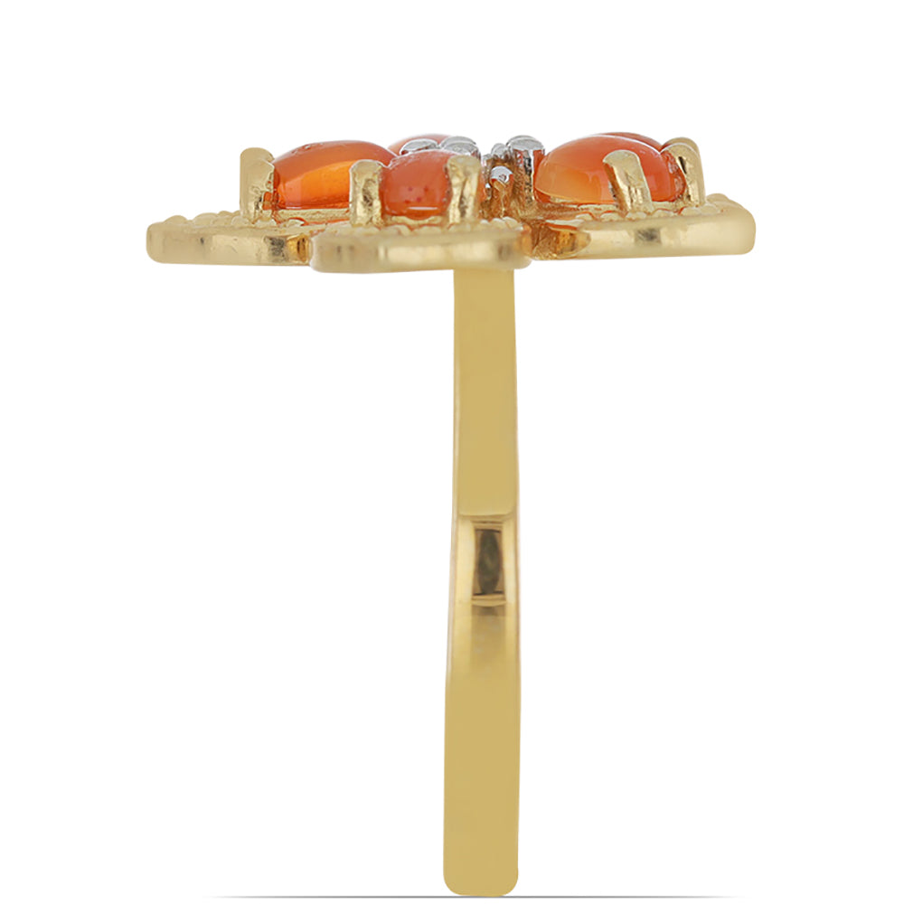 Goldplattierter Silberring mit Karneol und weißem Topas 3 