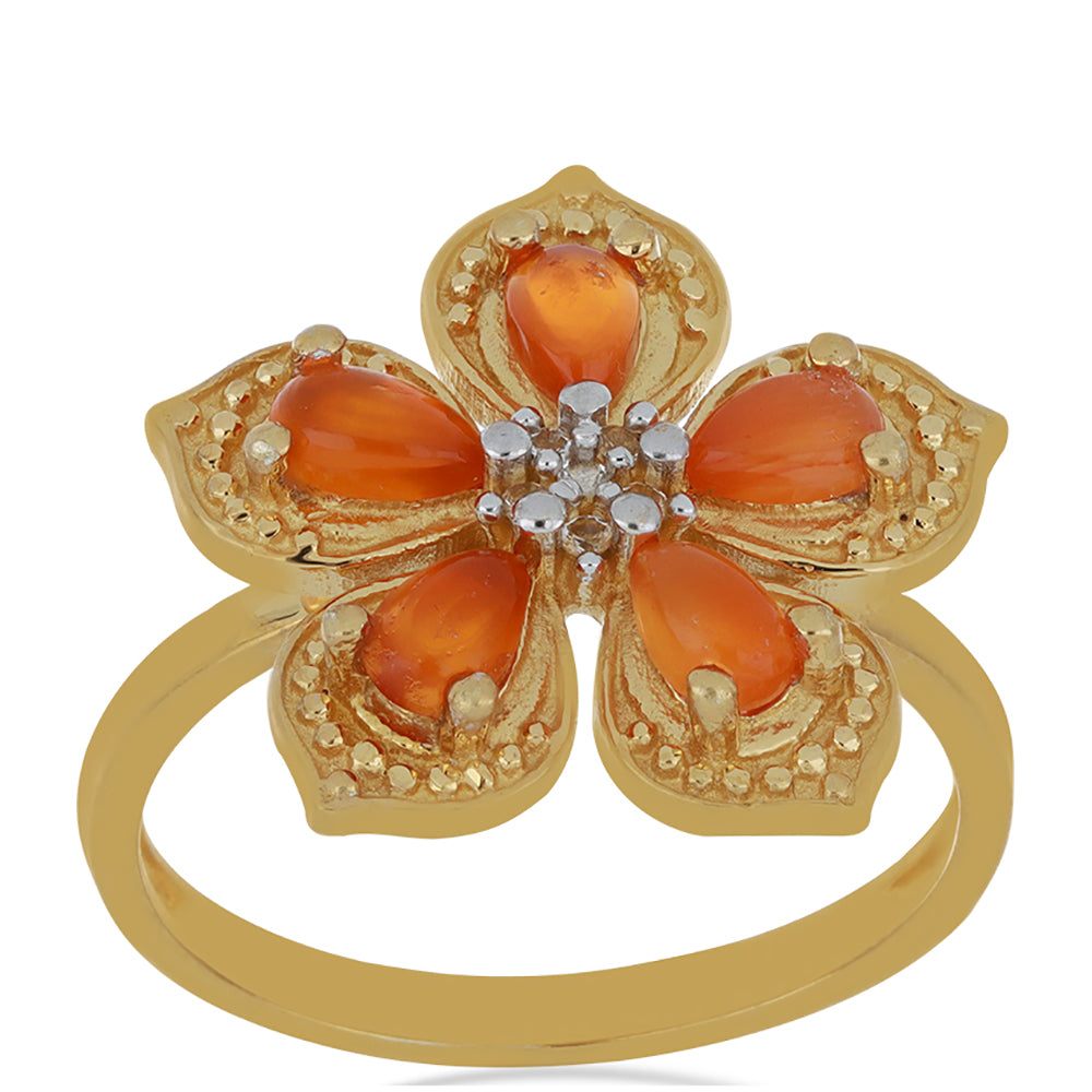 Goldplattierter Silberring mit Karneol und weißem Topas