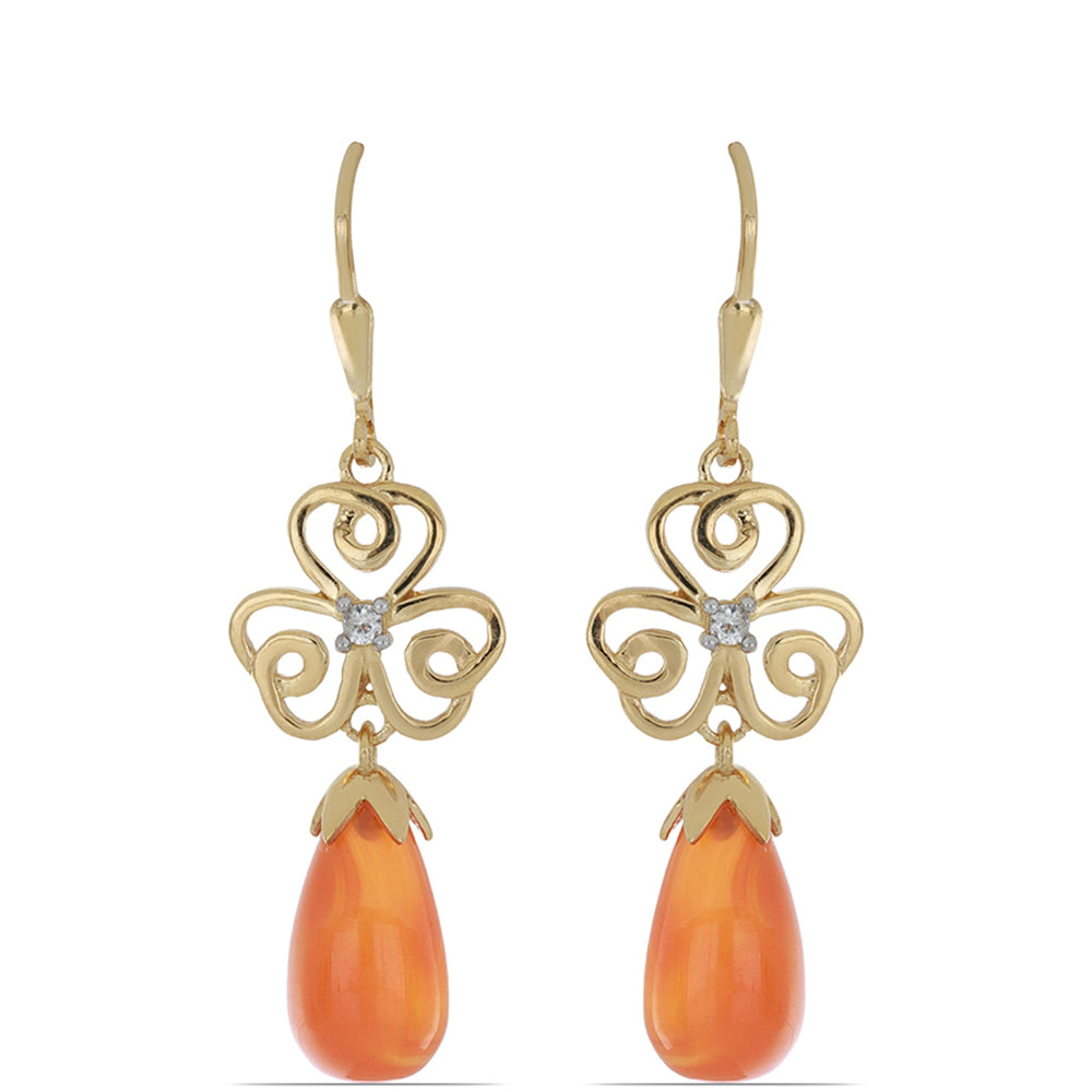 Goldplattierte Silberohrringe mit Karneol und weißem Topas