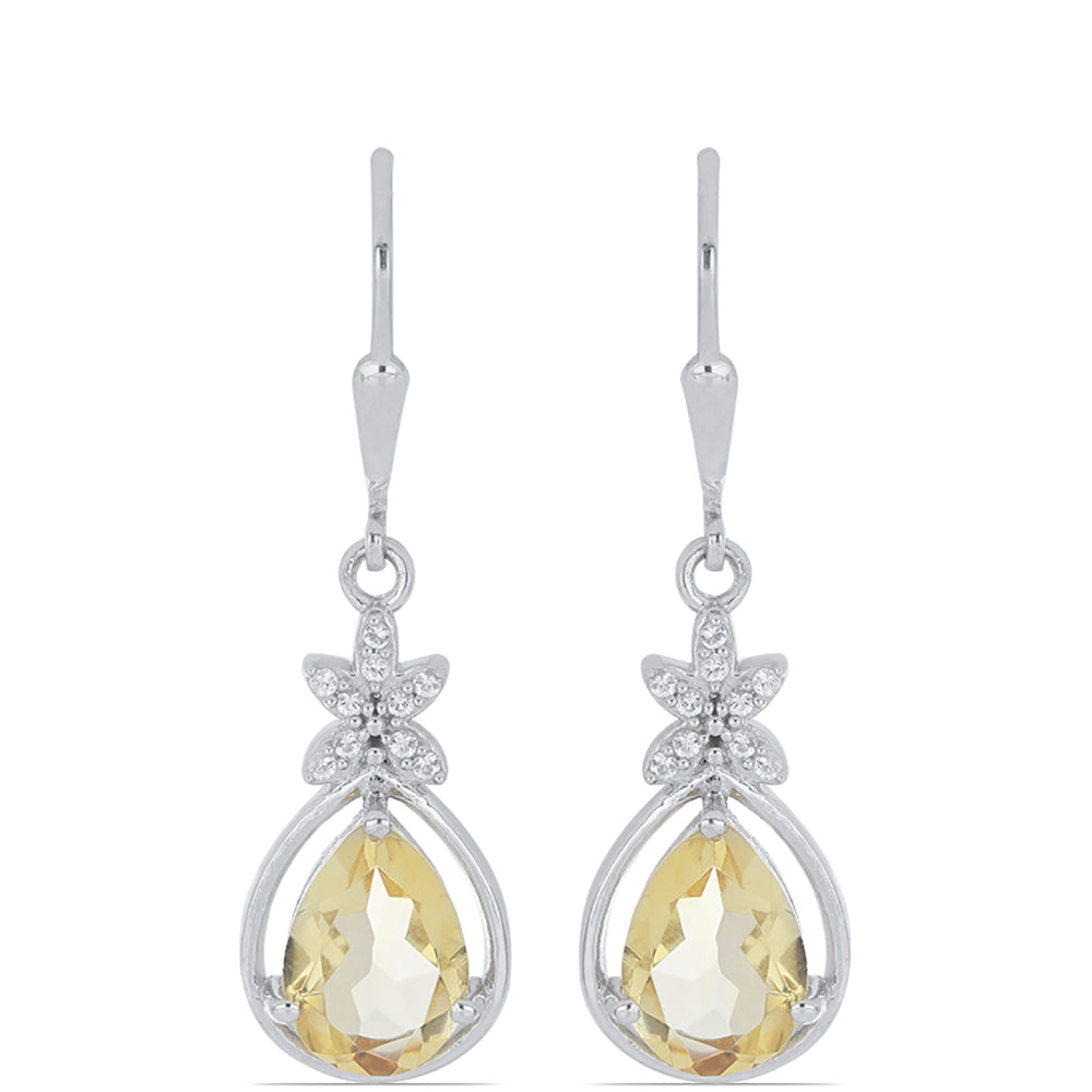Silberohrringe mit Zitrin aus dem Ural und weißem Topas