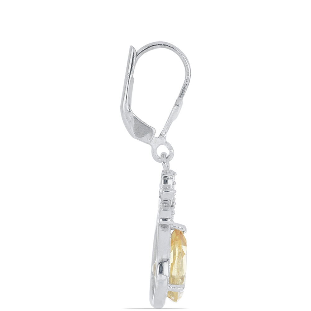 Silberohrringe mit Zitrin aus dem Ural und weißem Topas