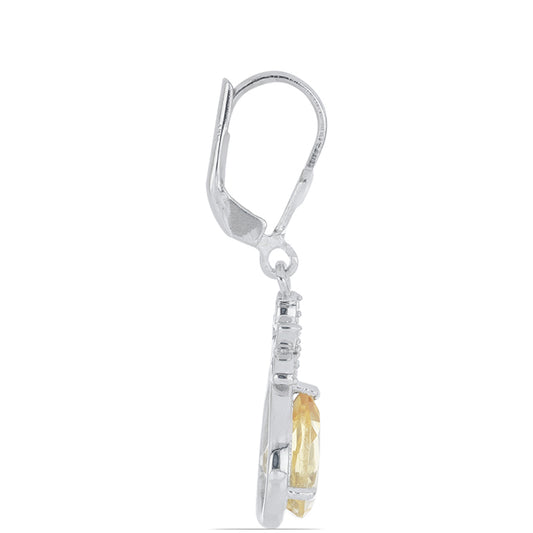 Silberohrringe mit Zitrin aus dem Ural und weißem Topas