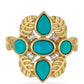 Goldplattierter Silberring mit Dornröschen Türkis und weißem Topas