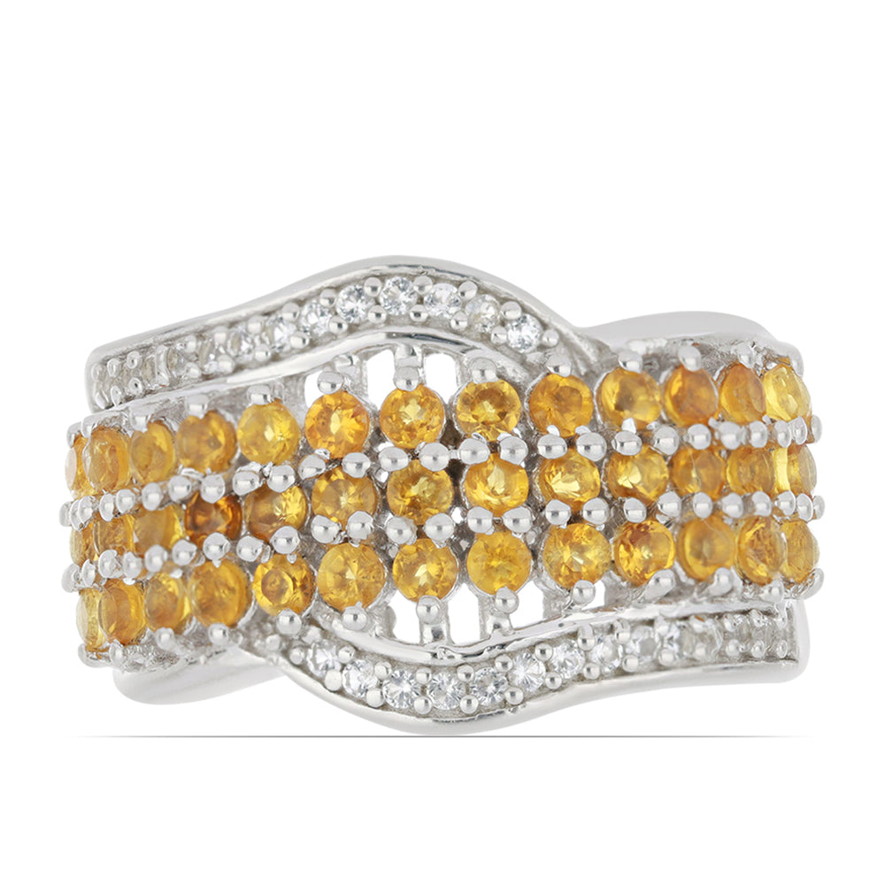 Silberring mit Zitrin aus dem Ural und weißem Topas 1 