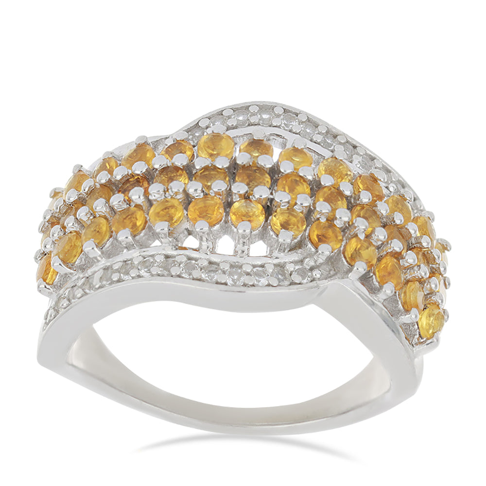 Silberring mit Zitrin aus dem Ural und weißem Topas 2 