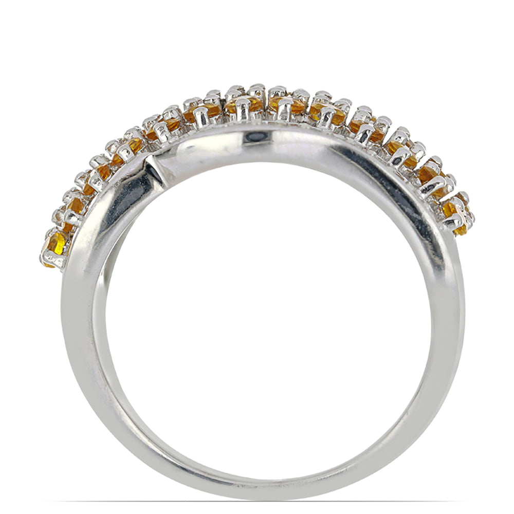 Silberring mit Zitrin aus dem Ural und weißem Topas 3 