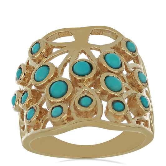 Goldplattierter Silberring mit Dornröschen Türkis