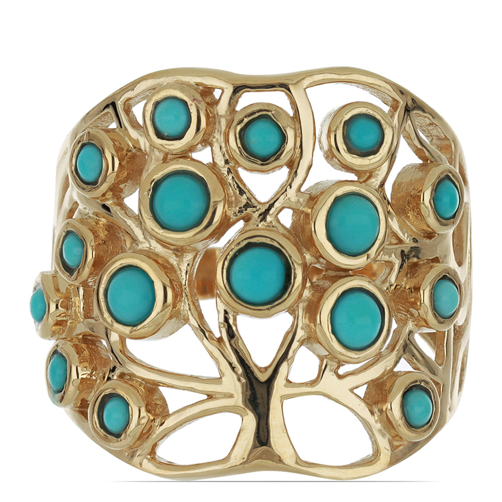 Goldplattierter Silberring mit Dornröschen Türkis 2 