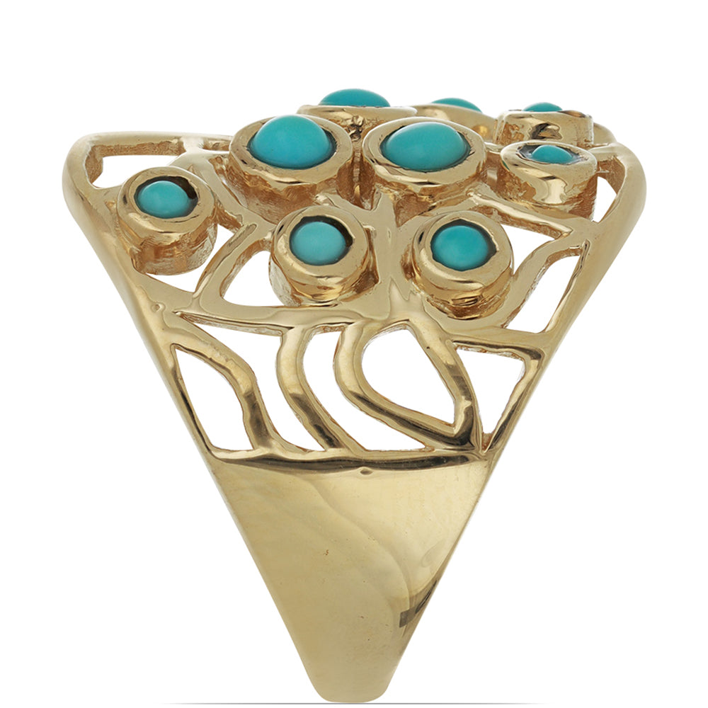 Goldplattierter Silberring mit Dornröschen Türkis 4 