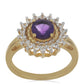 Goldplattierter Silberring mit marokkanischem Amethyst und weißem Topas