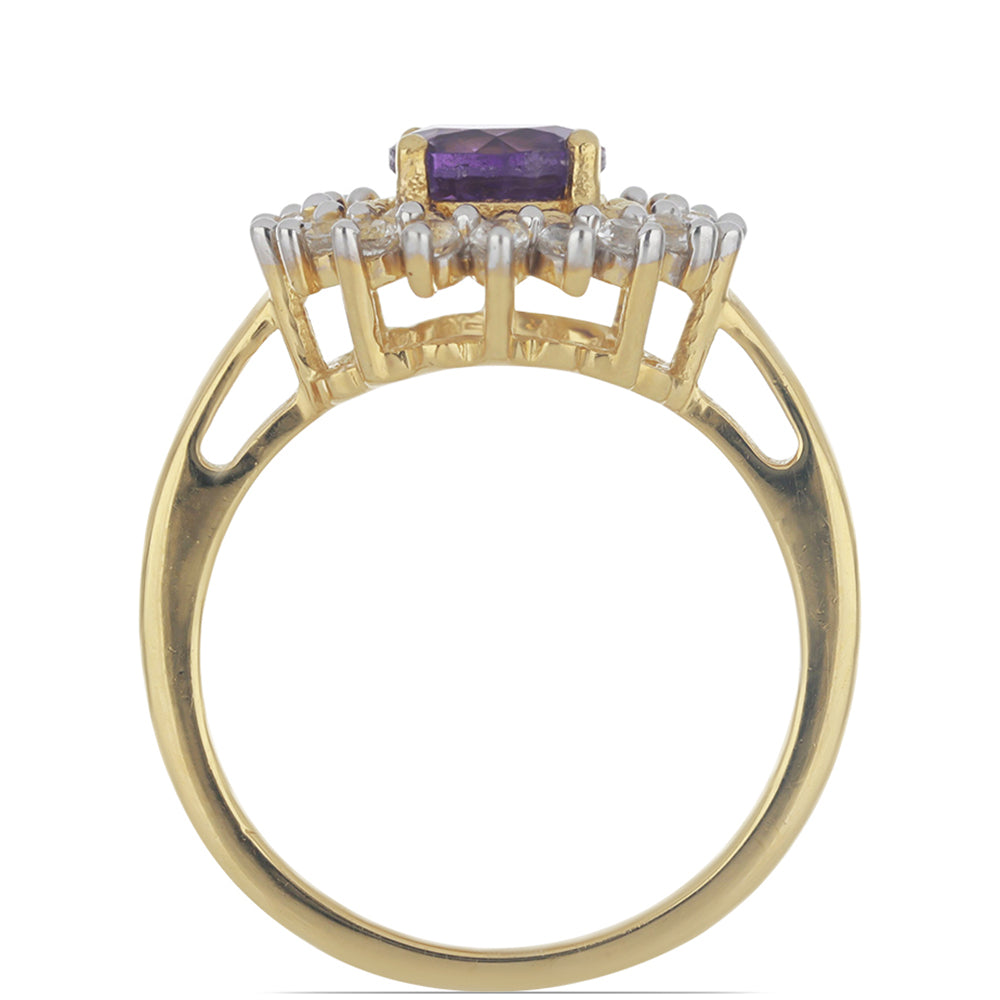 Goldplattierter Silberring mit marokkanischem Amethyst und weißem Topas 3 
