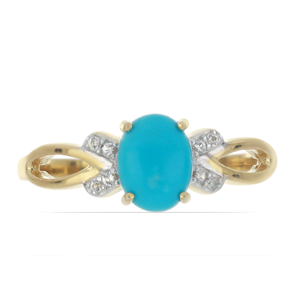 Goldplattierter Silberring mit Dornröschen Türkis und weißem Topas 1 