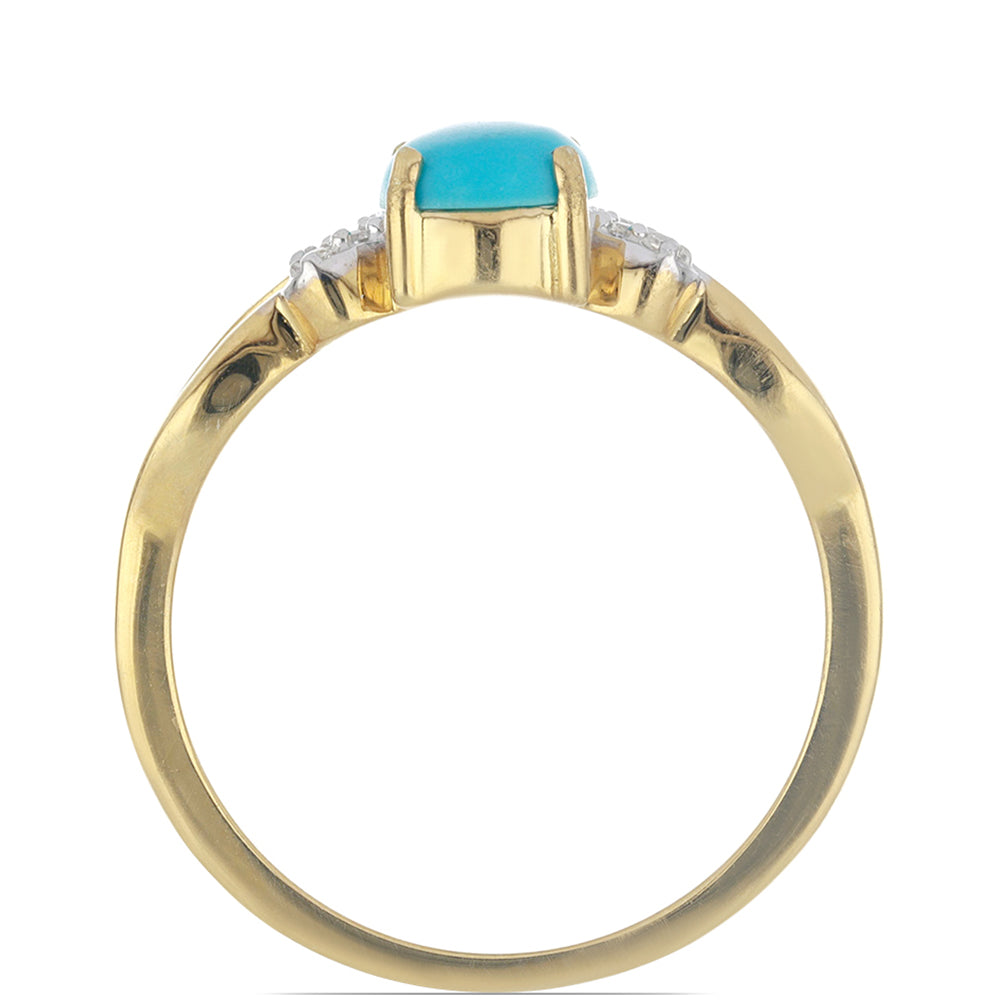 Goldplattierter Silberring mit Dornröschen Türkis und weißem Topas