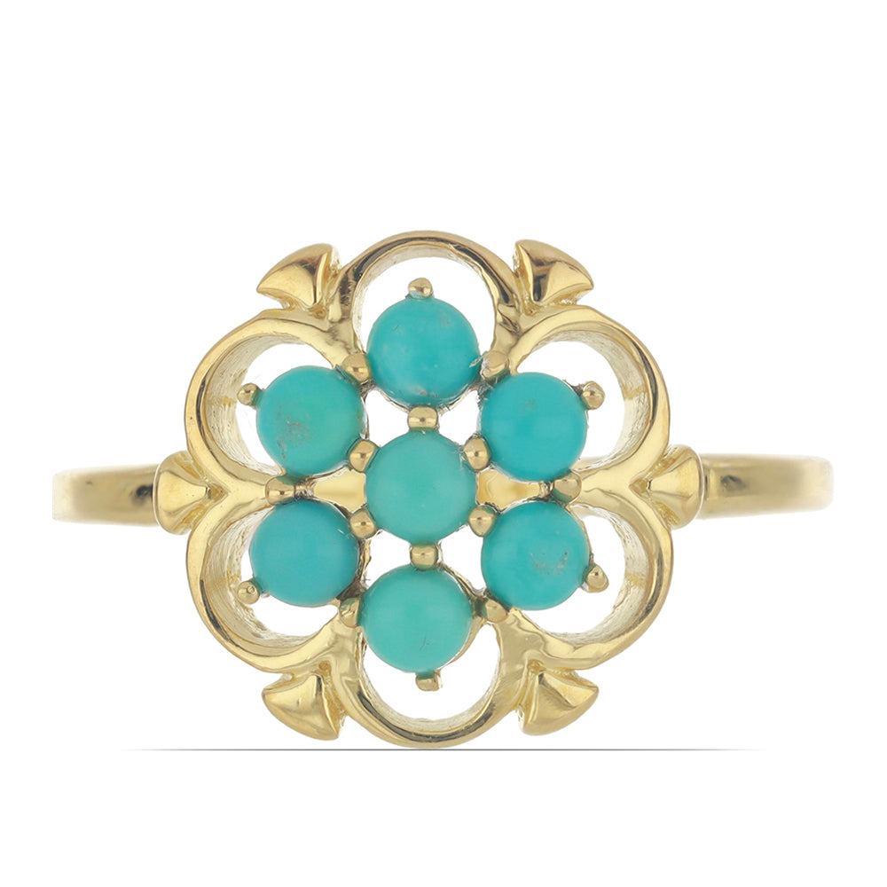 Goldplattierter Silberring mit Dornröschen Türkis