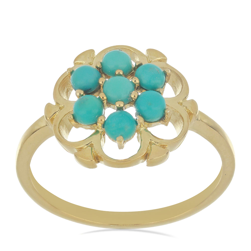 Goldplattierter Silberring mit Dornröschen Türkis 2 