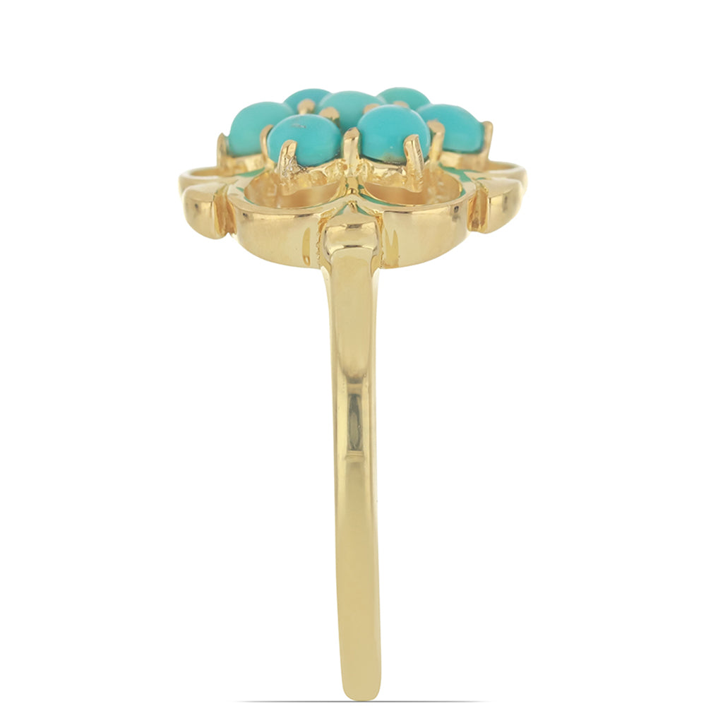 Goldplattierter Silberring mit Dornröschen Türkis 4 