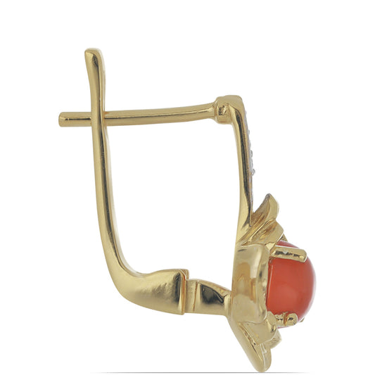 Goldplattierte Silberohrringe mit Karneol und weißem Topas