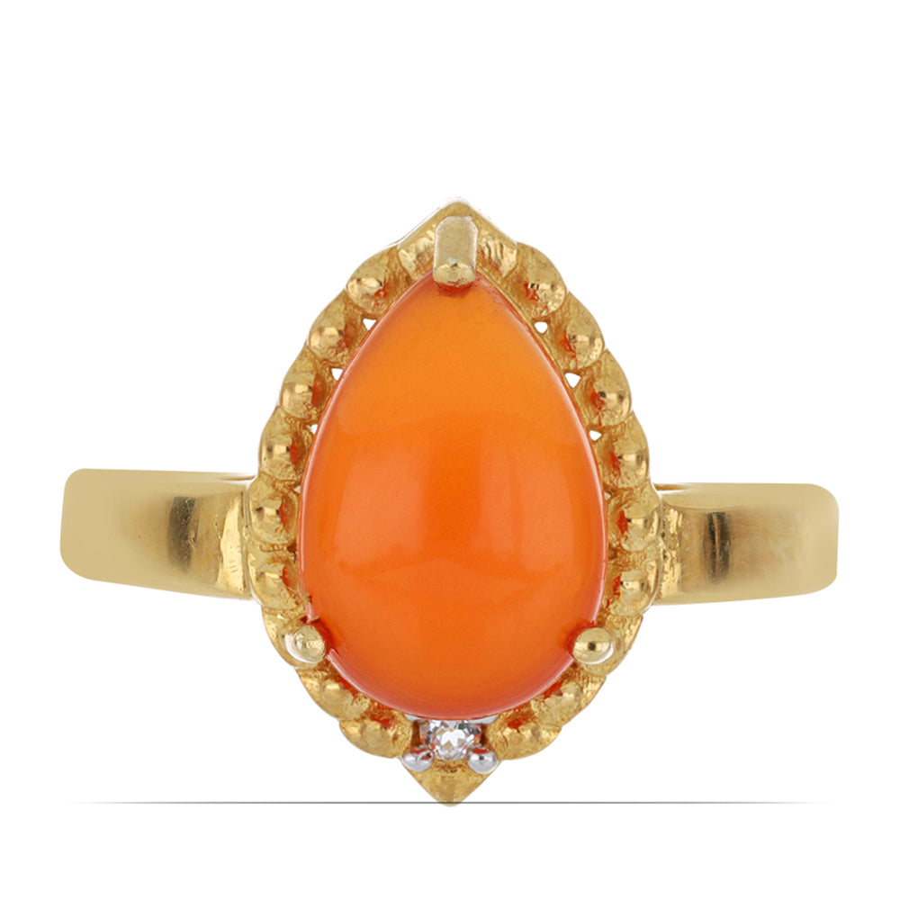 Goldplattierter Silberring mit Karneol und weißem Topas 1 