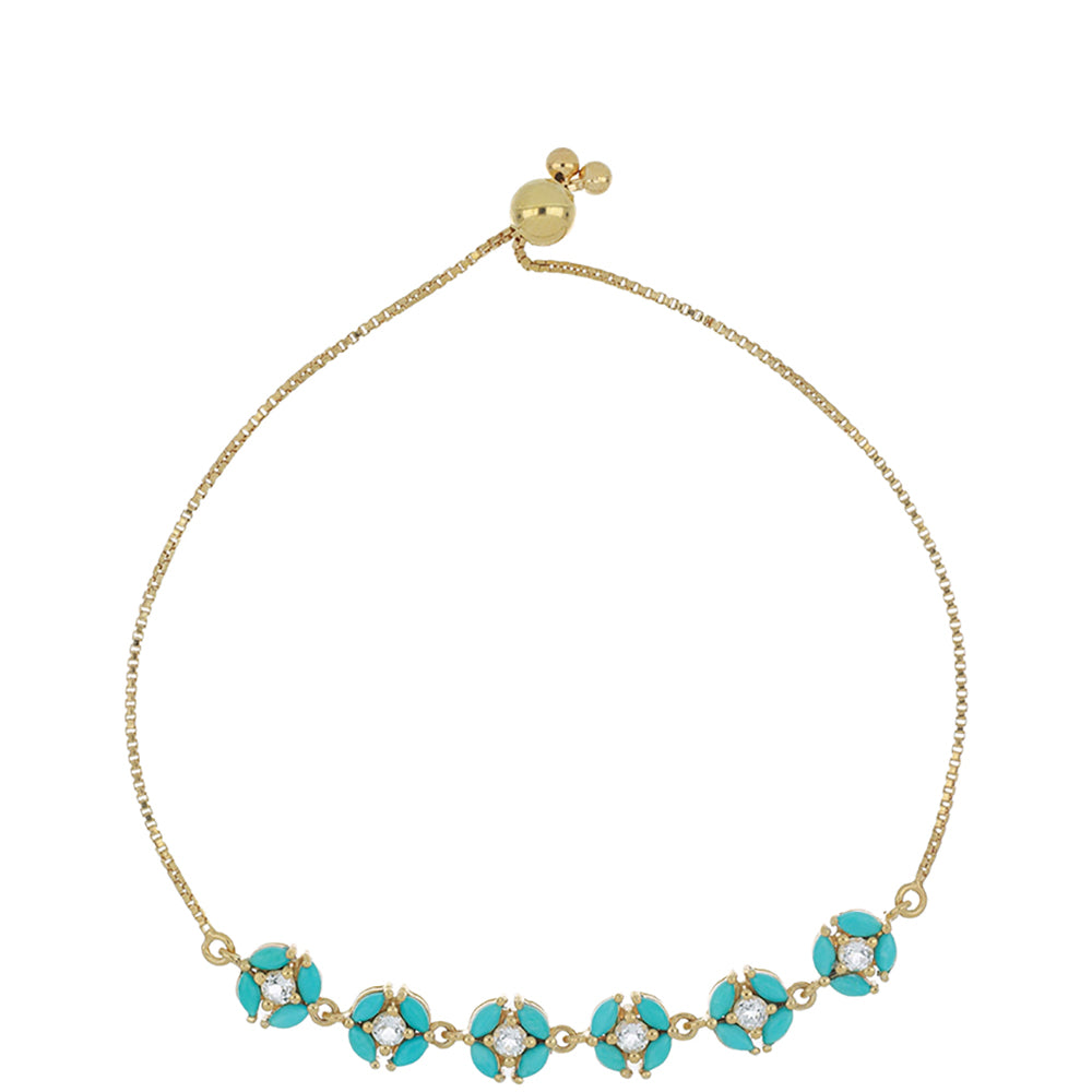 Goldplattiertes Silberarmband mit Dornröschen Türkis und weißem Topas 1 