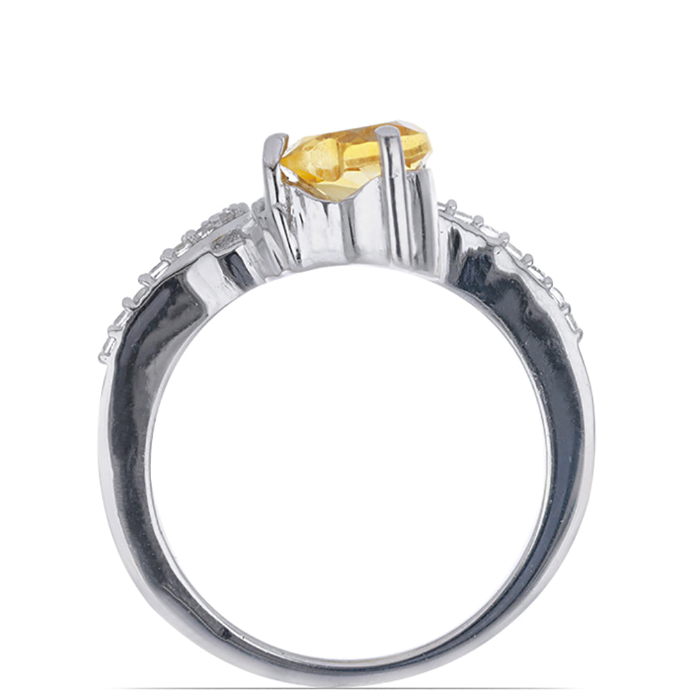 Silberring mit Zitrin aus dem Ural und weißem Topas