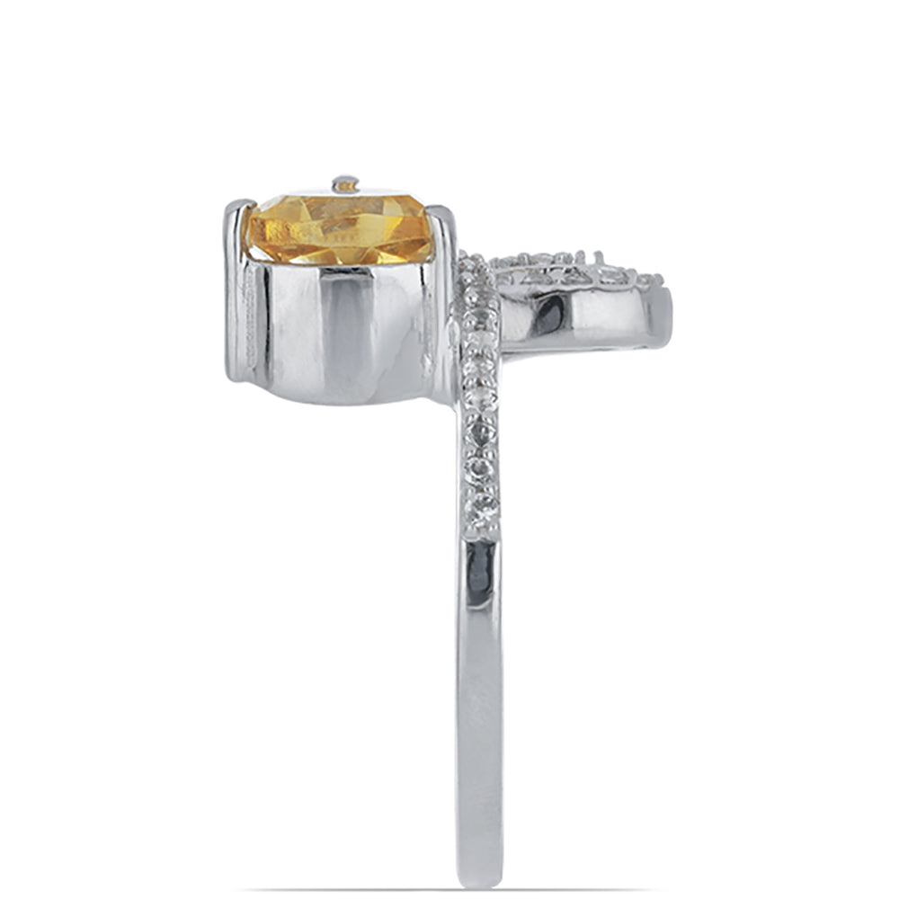 Silberring mit Zitrin aus dem Ural und weißem Topas 4 