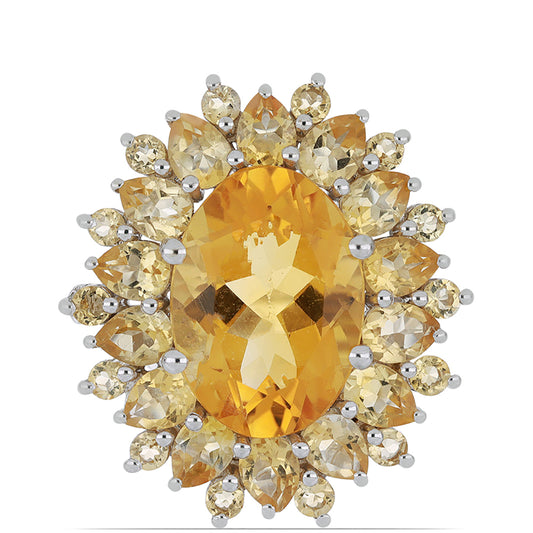 Silberring mit Zitrin aus dem Ural