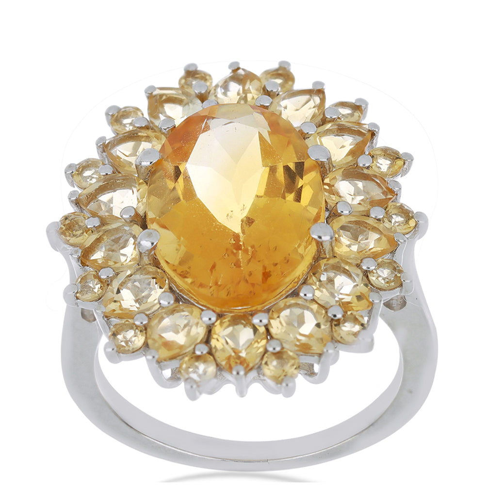 Silberring mit Zitrin aus dem Ural