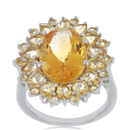 Silberring mit Zitrin aus dem Ural