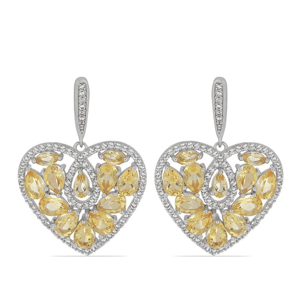 Silberohrringe mit Zitrin aus dem Ural und weißem Topas 1 