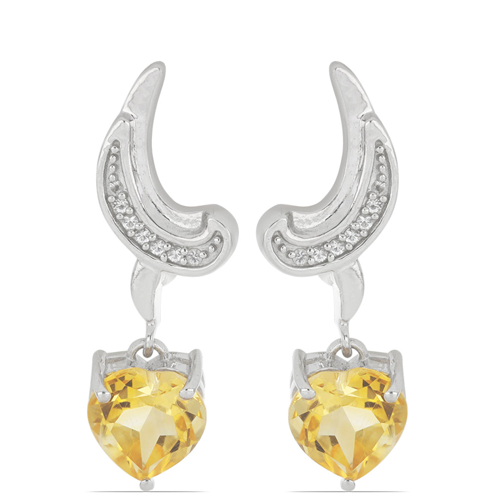 Silberohrringe mit Zitrin aus dem Ural und weißem Topas 1 