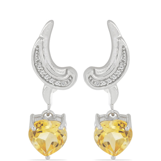 Silberohrringe mit Zitrin aus dem Ural und weißem Topas