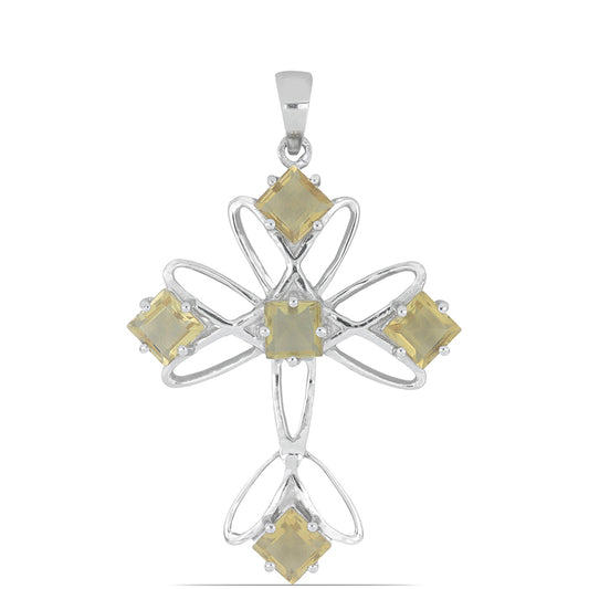 Silberanhänger mit Zitrin aus dem Ural